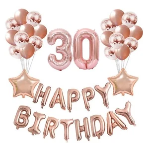 Oro Rosa Feliz Cumpleaños Globos Lámina Número 16 18th 21st 30th Edad Decoración - Imagen 1 de 47