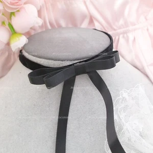 Coquette Elegance Black Velvet Satin Ribbon Long bow choker necklace , Bow goth - Picture 1 of 5