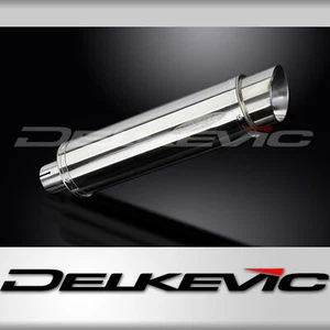 Delkevic Slip On 14" Round Stainless Motorcycle Exhaust Muffler With Strap - Picture 1 of 3