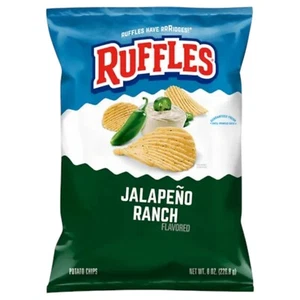 Ruffles Potato Chips Jalapeno Ranch Flavored 8.0 Oz 1 Pack - Picture 1 of 2