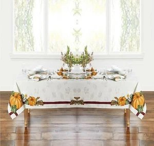 Autumn Medley PUMPKIN 60x144 inch Thanksgiving Tablecloth (Seats 12 to 14) - Picture 1 of 14