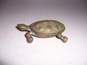 Vintage Messing Schildkröte Schildkröte Figur Schmuck Stash Box mit Klappdeckel - Bild 1 von 3