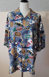 Neu mit Etikett Shirt NFL SUPER BOWL XXXVIII Viskose Large Kurzarm grau-blau Knöpfe - Bild 1 von 13