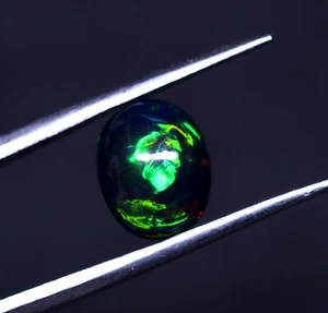 AA+Genuine Solid Lighting Ridge Fire Natural Ethiopian Black Opal Size 10x8x4 mm - Picture 1 of 4