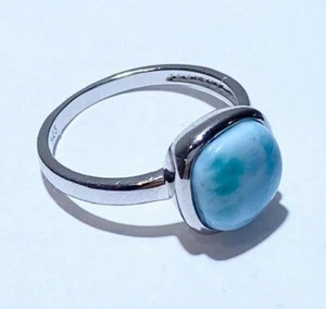 R90808B Anillo Larimar Caribe Natural República Dominicana Plata de Ley - Imagen 1 de 4