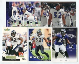 Lote de 5 tarjetas de fútbol americano Ray Lewis HOF BALTIMORE RAVENS MIAMI HURRICANES (LOTE 11) - Imagen 1 de 1