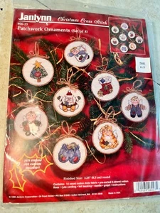 JANLYNN Christmas Cross Stitch Set 8 Patchwork Tree Angels Cat Country Ornaments - Picture 1 of 6