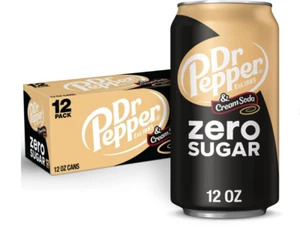 Dr Pepper & Cream Zero Sugar Soda Pop, 12 fl oz, 12 Pack Cans - Picture 1 of 4