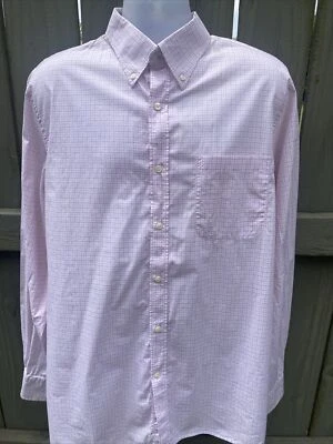 Hickey Freeman 男式粉色/栗色/白色格子长袖纽扣衬衫,尺寸 XL — 第 1/4 张图片