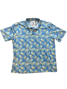 Savage Tacticians Golf Polo Shirt Mens 2XL Blue Yellow Hawaiian Guns Performance - Picture 1 of 4