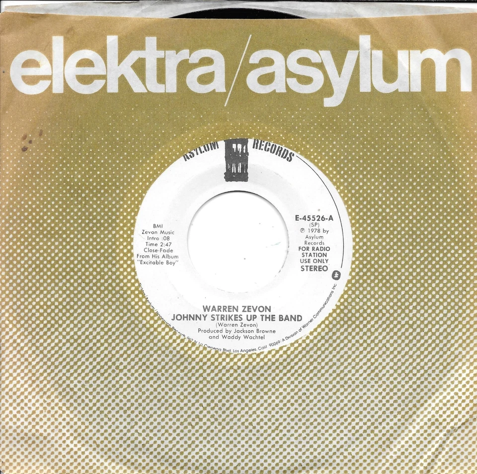 WARREN ZEVON  Johnny Strikes Up The Band  rare promo 45 from 1978 - Image 1 of 1