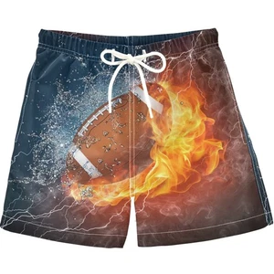 American Football Ball in Fire and Water Swim Trunks Boys Toddler Bathing Sui... - Picture 1 of 5