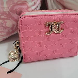 NEW! Juicy Couture That Bling Small Zip Around Wallet Pink Diamond Bling Charm - Picture 1 of 6