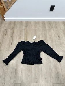 Neu mit Etikett Ulla Johnson Zaunkönig Bluse Top schwarz Baumwolle Größe 8 - Bild 1 von 16