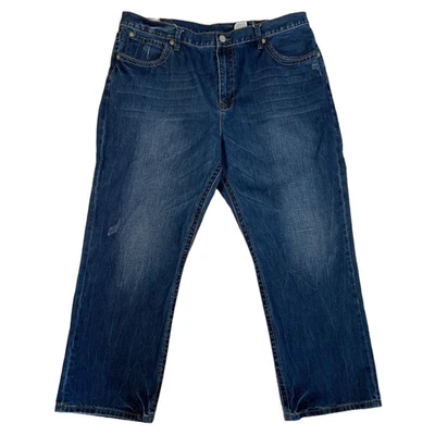 John B Stetson Co 1312 Modern Straight Leg Jeans 44x30 Medium Wash Distressed - Image 1 of 4