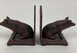 Pair of Cast Iron Pigs Bookends - Picture 1 of 9