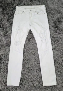 7 For All Mankind Paxtyn Jeans Mens 32 White Distressed Slim Skinny Denim Pants - Picture 1 of 23
