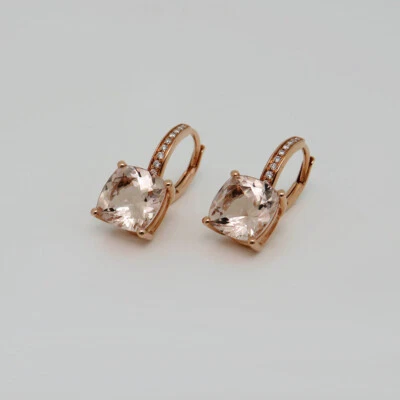 Ohrhänger Ohrringe mit 0,07ct TW-si Brillant u. 3,61ct Morganit 750/18K Rosegold - Bild 1 von 4