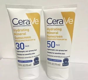 CeraVe Hydrating 100% Mineral Sunscreen SPF50 Mineral 75 ml Skin Care UK - Picture 1 of 23