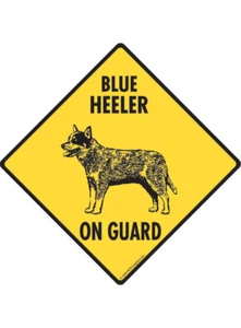 Achtung! Blue Heeler On Guard - Vorsicht Hund Aluminium Hundeschild oder Vinylaufkleber - Bild 1 von 5