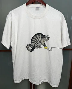 B. Kliban Vintage verrücktes Shirt Hawaii Katze Maus einzelner Stich Unisex Größe Large - Bild 1 von 13