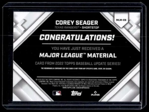 2022 Topps MLB Materials Corey Seager Los Angeles Dodgers #MLM-CS - Picture 1 of 2