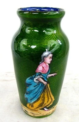 VASO DE ESMALTE GUILHOCHÊ AUSTRÍACO *PINTADO À MÃO com FOLHA DE OURO* c.1860 - Imagem 1 de 4