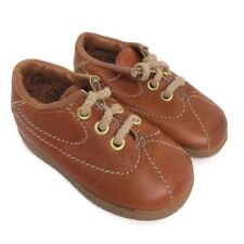 Vintage Kinney Kids Brown Leather Baby Shoes Lace Up Made in USA SIZE 2.5 D