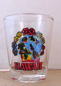 Vintage HAWAII Souvenir Shot Glass Tropical Scene Aloha - Picture 1 of 2