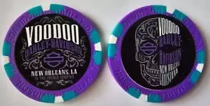 VOODOO HARLEY-DAVIDSON New Orleans LA WIDE Mardi Gras 2024 Purple Poker Chip - Picture 1 of 3