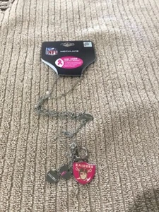 NFL LAS VEGAS RAIDERS BREAST CANCER AWARENESS CHARM NECKLACE NEW Free Shipping!! - Picture 1 of 7
