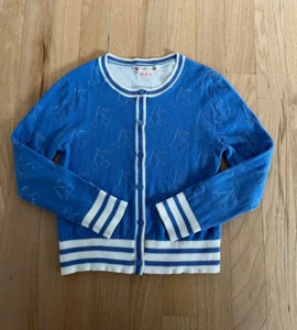 BONPOINT Girls Blue Cherry Long Sleeve Cardigan sz.6 - Picture 1 of 5