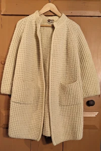 Vintage Pallas 100% Wool Hand Loomed in Ireland Ivory Cardigan Women's Size M - Picture 1 of 10