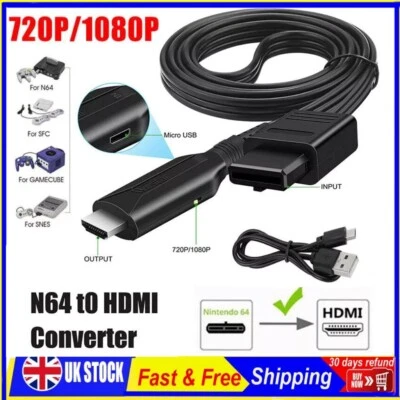 Cable adaptador convertidor de enlace HD N64 a HDMI para Nintendo Gamecube Super NES SNES Foto 1 de 4