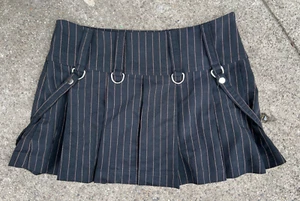 Lip Service Vintage NWOT Hot Topic Pinstripe Bondage skirt LG straps - Picture 1 of 7