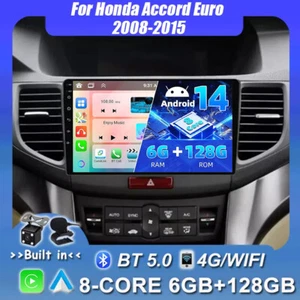 9" Android 14 CarPlay Car Stereo Radio GPS For Honda Accord Euro 2008-2015 128GB - Picture 1 of 17