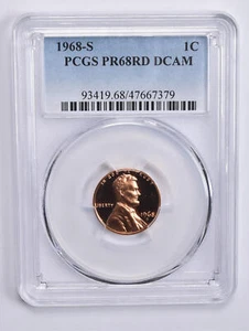 PR68 RD DCAM 1968-S Lincoln Memorial Cent PCGS Blue Label - Picture 1 of 5