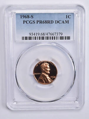 PR68 RD DCAM 1968-S Lincoln Memorial Cent PCGS Blue Label - Image 1 of 4