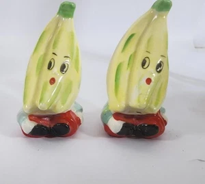 Anthropomorphic Banana Fruit salt and  pepper shakers Made in Japan mid century  - Picture 1 of 6