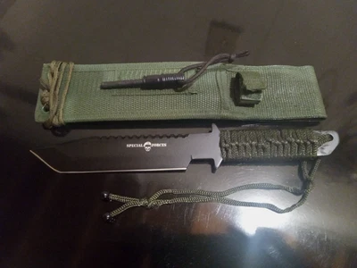 "Special Forces" CordWrapped Handle FixedBlade 5.5'' Black-Coated Tanto Blade. - Image 1 of 4