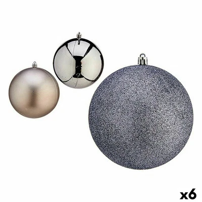 Set di palline di Natale Krist + 00762 plastica argento (6 unità) - Immagine 1 di 2