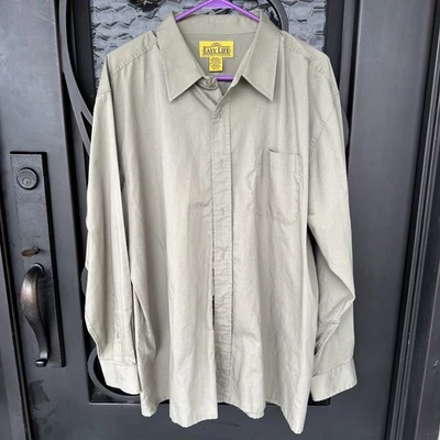 Camisa Haband Para Hombre Mediana XL Estilo Occidental Beige/Verde Manga Larga Cuello Foto 1 de 4