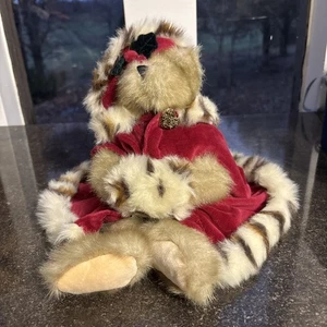 Peluche orsacchiotto vintage Ganz Lovy, 12" Natale, snodato cuore marrone bacche di agrifoglio - Foto 1 di 10