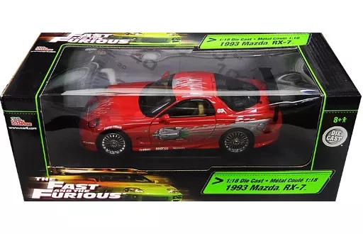 Mini Car 1/18 1993 Mazda Rx-7 Red Silver Fast And Furious 36973 Box Jacket Case  - Image 1 of 1
