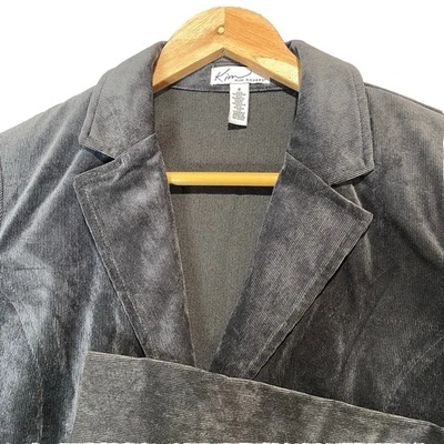 Chaqueta Blazer Gris Pana Talla 8 Ropa de Trabajo Urbana Oficina Chic Kim Rogers Retro Foto 1 de 4