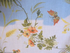 Vintage fabric. Flowers, Ferns, butterflies, grasses. - Picture 1 of 6