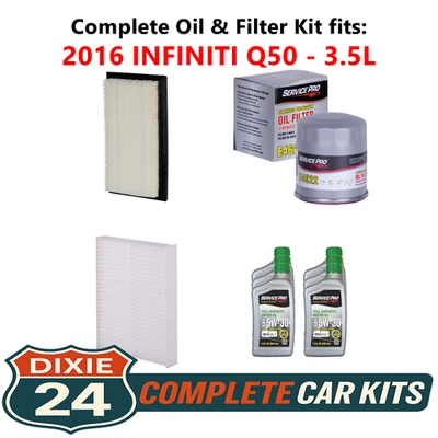 2016 INFINITI Q50 3.5L Complete Cabin, Air & Oil Filter Kit (5W-30) - Image 1 of 4