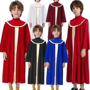 Unisex Kids Costume Boys Gown Celebration Robe Choir Dress Dancewear Mock Neck - Picture 1 of 38