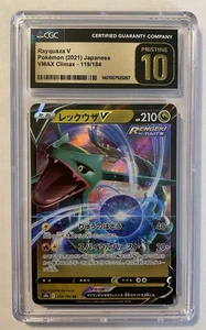 CGC 10 Pristine Pokemon Rayquaza V 119/184 RR VMAX Climax Graded Tcg Card Slab - Imagen 1 de 10
