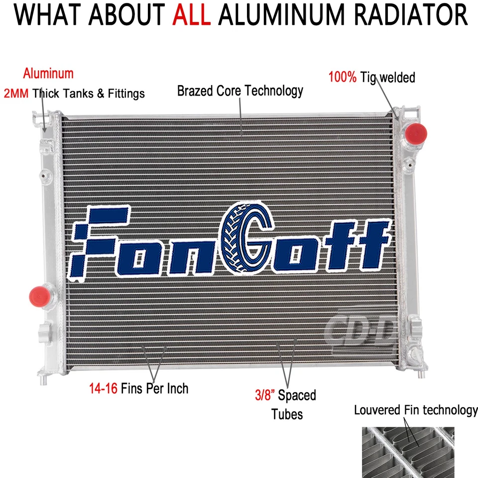 For 2009-2018 Dodge Challenger Chrysler 300 3.6/5.7L V8 4-Row Aluminum Radiator Foto 1 de 4